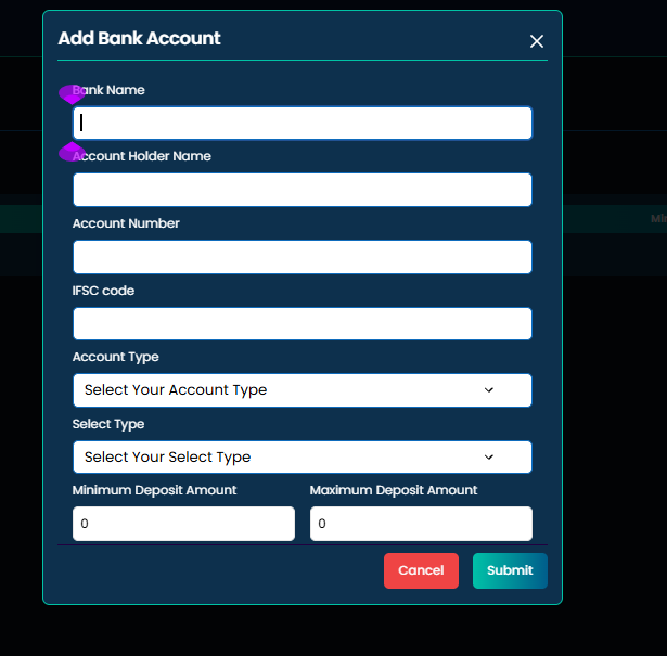 Add Bank Account modal