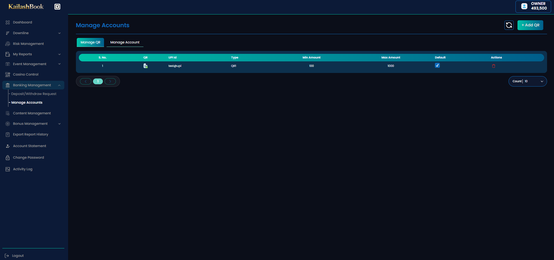 Manage QR listing