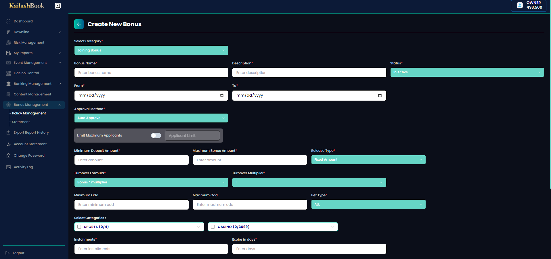 Create New Bonus — Joining Bonus part 1