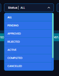 Status filter dropdown