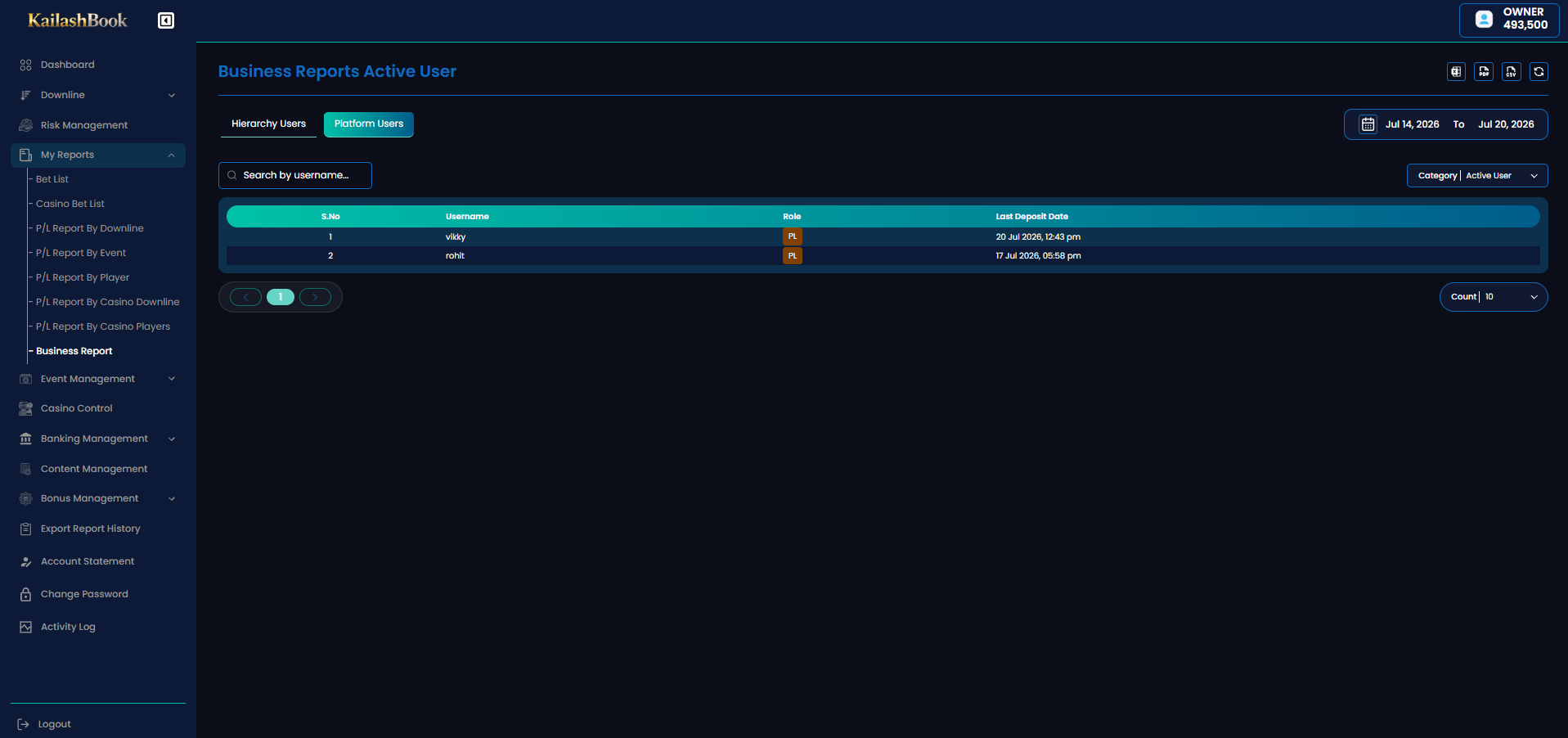Business Report Active User