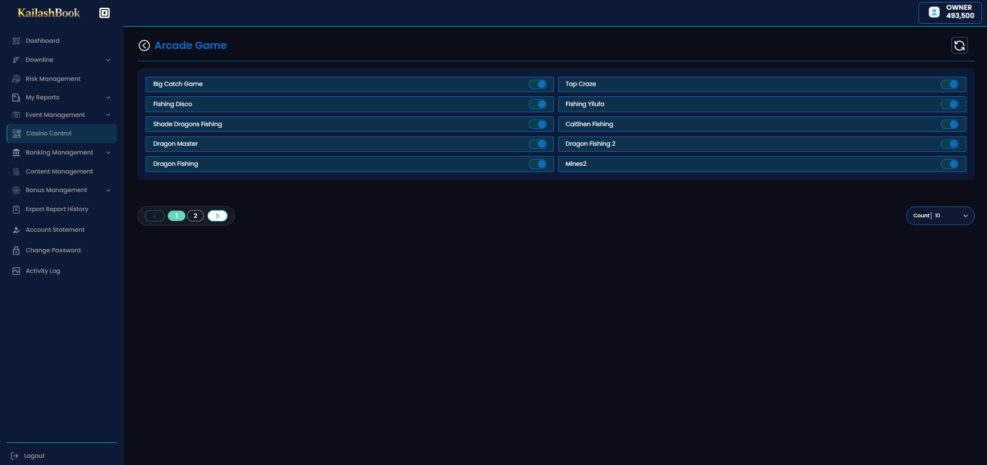 Arcade Game category drilldown
