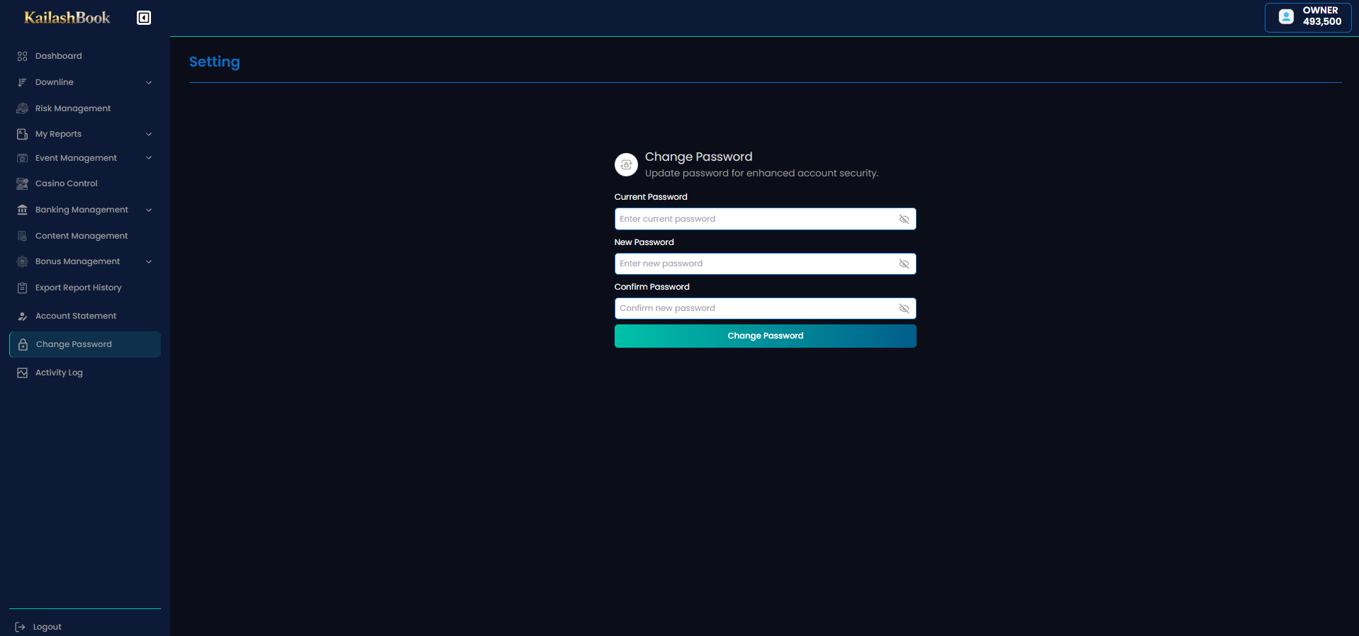Setting — Change Password form