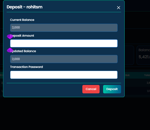 Deposit popup