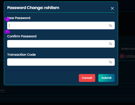 Password Change modal