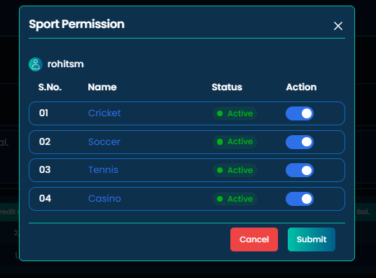 Sport Permission popup