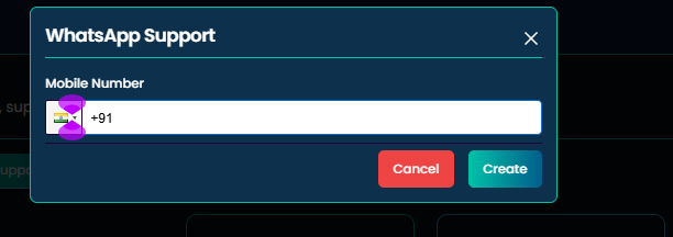 WhatsApp Support modal