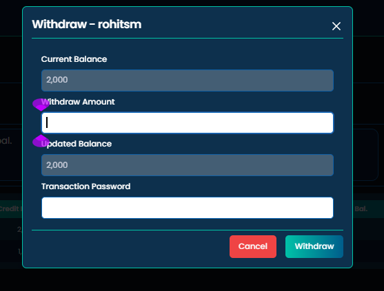 Withdraw popup